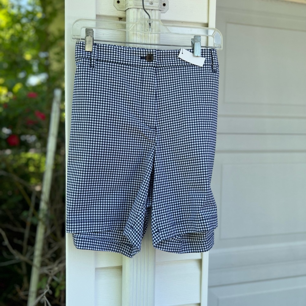 NWT Talbots Fun & Classic Navy White Gingham Check 7” Chino Shorts - Picture 5 of 6